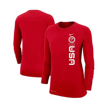 美国nike, NIKE | Women's Red U.S. Paralympics Logo Performance Long Sleeve T-shirt商品图片 