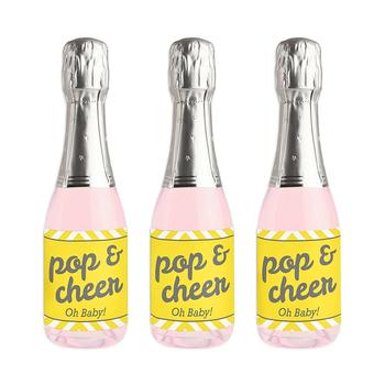 商品Big Dot of Happiness | Hello Little One - Yellow and Gray - Mini Wine and Champagne Bottle Label Stickers - Baby Shower Favor Gift - Set of 16,商家Macy's,价格¥97图片