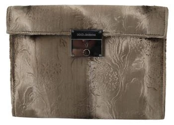 Dolce & Gabbana | Dolce & Gabbana  Beige Velvet Floral Leather Men Document Briefcase,商家SEYMAYKA,价格¥4390