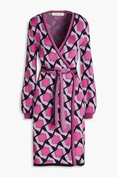 Diane von Furstenberg | Alexio metallic jacquard-knit wrap dress,商家THE OUTNET US,价格¥1016