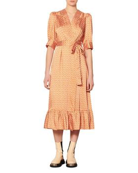sandro连衣裙好用吗, Sandro | Enrika Puff Sleeve Wrap Dress商品图片 5折, 独家减免邮费