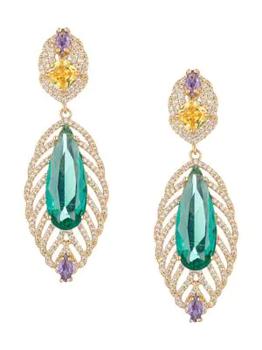 Eye Candy LA | The Luxe Collection Billie 18K Goldplated & Cubic Zirconia Statement Drop Earrings商品图片,5折