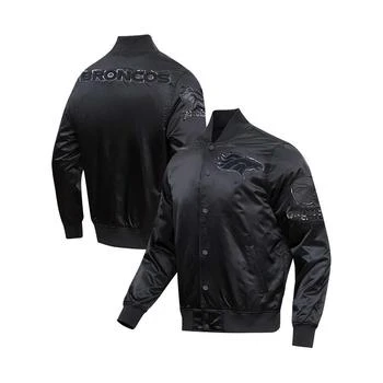推荐Men's Denver Broncos Triple Black Satin Full-Snap Varsity Jacket商品