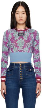 商品Versace | Multicolour Tapestry Long Sleeve T-Shirt,商家SSENSE,价格¥3452图片