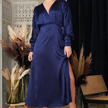 Iris & Ivy, Hope & Ivy | Hope & Ivy Camila Lace-Trimmed Satin Midi Dress商品图片 