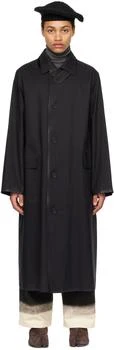 MAISON MARGIELA | Black Coated Trench Coat,商家Ssense US,价格¥35509