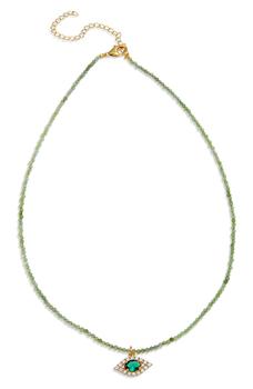 商品Savvy Cie Jewels | Natural Jade Evil Eye Pendant Necklace,商家Nordstrom Rack,价格¥358图片