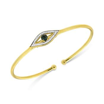 商品Wrapped | Diamond Evil Eye Flexie Bangle Bracelet (1/6 ct. t.w.) in 14k Gold-Plated Sterling Silver,商家Macy's,价格¥1208图片