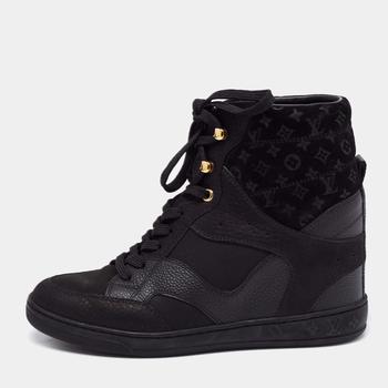 lv高帮鞋, [二手商品] Louis Vuitton | Louis Vuitton Black Monogram Empreinte Leather And Suede High Top Sneakers Size 36商品图片 8.8折, 满1件减$100, 满减