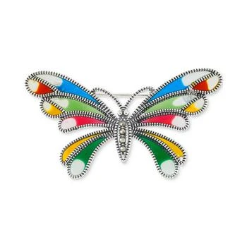 Macy's | Marcasite (1/10 ct. t.w.), Cubic Zirconia, & Multicolor Enamel Butterfly Pin in Sterling Silver,商家Macy's,价格¥1674