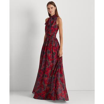 Women's Paisley Tie-Neck Georgette Gown product img