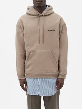 巴黎世家卫衣价格, Balenciaga | Logo-embroidered cotton-jersey hooded sweatshirt商品图片 