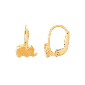 商品Childrens Tiny Elephant Earrings in 10K Yellow Gold图片