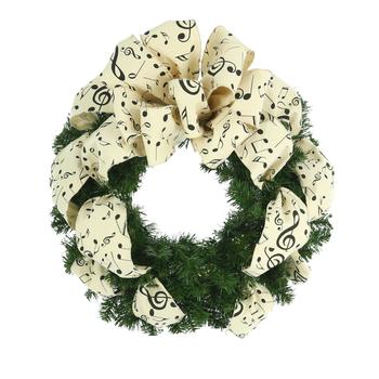 商品Creative Displays | Creative Displays 26'' Holiday Evergreen Wreath with Music Pattern Bow,商家Premium Outlets,价格¥695图片