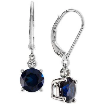 Macy's | Lab-Grown Sapphire (2-7/8 ct. t.w.) & White Sapphire Accent Drop Earrings in Sterling Silver (Also Available in Lab-Grown Ruby),商家Macy's,价格¥1207