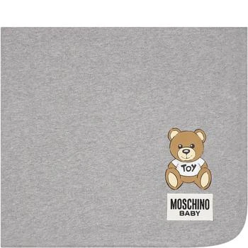 Moschino | Grey Blanket For Baby Kids With Teddy Bear And Logo 7.3折