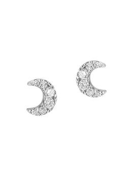 商品DJULA | Magic Touch 18K White Gold & Diamond Moon Stud Earrings,商家Saks Fifth Avenue,价格¥3185图片