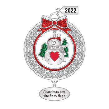 推荐Sentiment Ornament Snowman with Heart 'Grandmas Give the Best Hugs' with Dated 2022 Charm, 2.98"商品