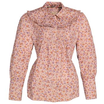 burberry衬衫, Burberry | Ladies Ruffle Yoke Floral Print Cotton Shirt- Light Copper商品图片 2.7折