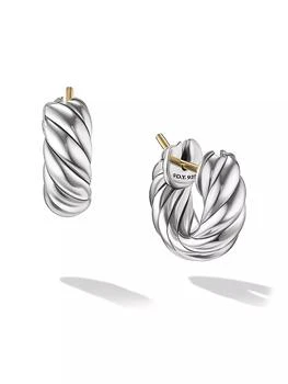 David Yurman | Sculpted Cable Hoop Earrings in Sterling Silver, 14.4MM,商家Saks Fifth Avenue,价格¥3376