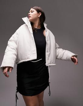 Topshop | Topshop Curve funnel neck puffer jacket in off white商品图片,