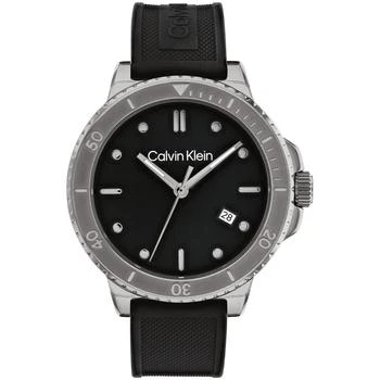 Calvin Klein | Men's Black Silicone Strap Watch 44mm 