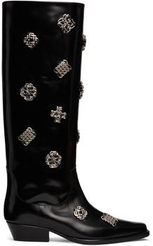 product Black Leather Embellished Tall Boots image