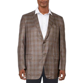 推荐Canali Mens Wool Blend Plaid Two-Button Suit Jacket商品