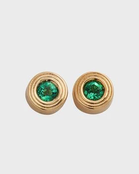 Sydney Evan | 14k Yellow Gold Fluted Emerald Stud Earrings,商家Neiman Marcus,价格¥16057