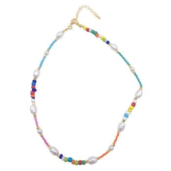 ADORNIA | Adornia Freshwater Pearl and Color Mix Beaded Necklace gold,商家Premium Outlets,价格¥93