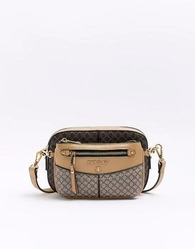 River Island | River Island Monogram small cross body bag in brown 