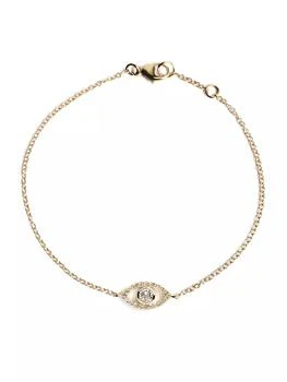 Anzie | Classique 14K Yellow Gold, 0.10 TCW Diamond & Clear Topaz Evil Eye Charm Bracelet,商家Saks Fifth Avenue,价格¥7127