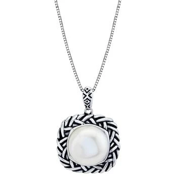 Macy's | Cultured Freshwater Button Pearl (11-1/2mm) 18" Pendant Necklace in Sterling Silver,商家Macy's,价格¥888