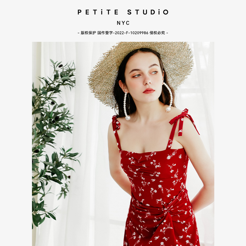 Petite Studio NYC | Lorraine连衣裙 - 红色印花  | Lorraine Dress - Red Floral商品图片,包邮包税