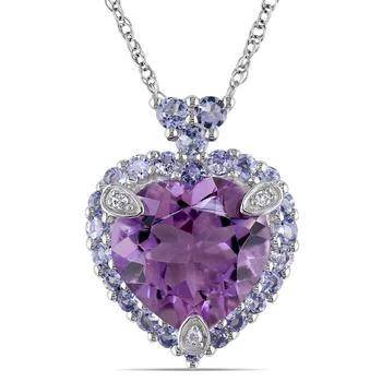 Macy's | Amethyst Tanzanite and Diamond Accent Heart Necklace,商家Macy's,价格¥8231