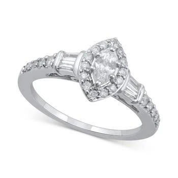 Macy's | Marquise-Cut Halo Engagement Ring (3/4 ct. t.w.) in 14k White Gold,商家Macy's,价格¥15985