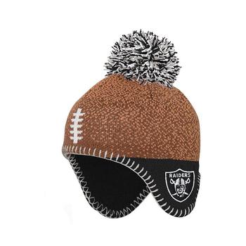 推荐Preschool Boys and Girls Brown, Black Las Vegas Raiders Football Head Knit Hat with Pom商品