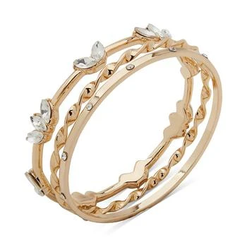 Anne Klein | Gold-Tone 3-Pc. Set Pavé & Navette Crystal Bangle Bracelets,商家Macy's,价格¥209