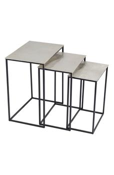 商品Silvertone Aluminum Geometric Accent Table - Set of 3图片