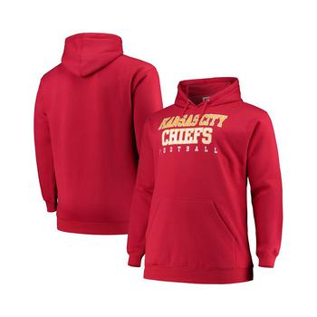 Majestic, Majestic | Men's Red Kansas City Chiefs Big and Tall Stacked Pullover Hoodie商品图片 7.4折