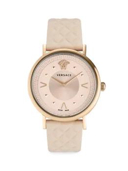 Versace | 36MM Rose Goldtone Stainless Steel & Leather Strap Watch商品图片,5折
