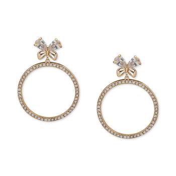 Anne Klein | Gold-Tone Crystal Butterfly Circle Drop Earrings商品图片,