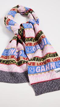 Ganni | 图案羊毛围巾商品图片,