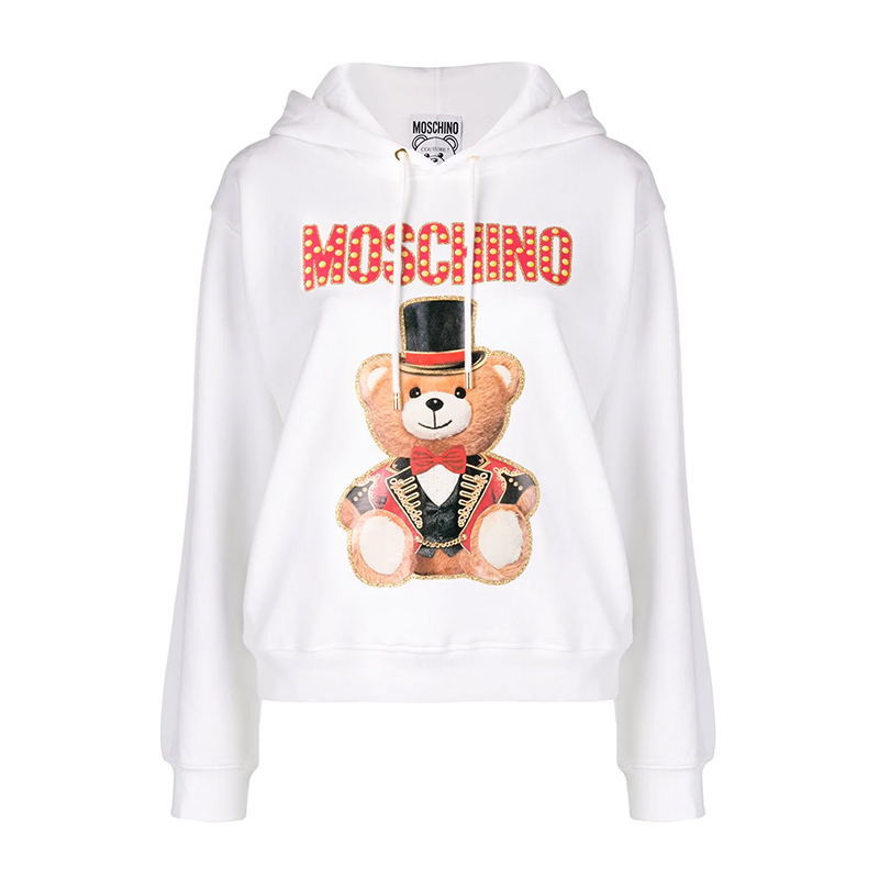 Moschino | Moschino 莫斯奇诺 女士白色小熊印花连帽卫衣 EV1704-0527-2001商品图片,独家减免邮费