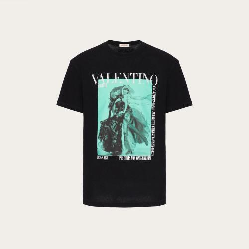 推荐VALENTINO 男士黑色棉质印花圆领短袖T恤 XV0MG10V-8H4-0RF商品