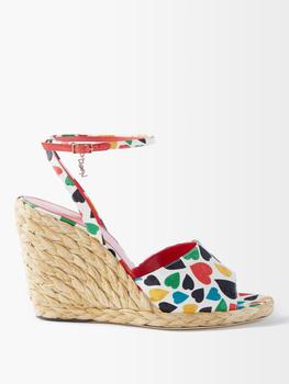 商品Yves Saint Laurent | Paloma heart-print wedge espadrilles,商家MATCHES,价格¥7214图片