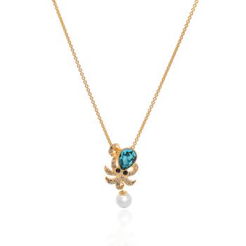 商品Swarovski Ocean Gold Tone Light Multi Colored Crystal Necklace 5465939图片