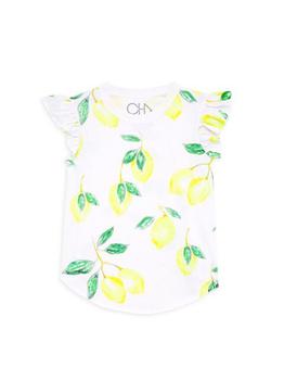 Chaser, Chaser | Little Girl's Lemon Print Flutter Sleeve T-Shirt商品图片 