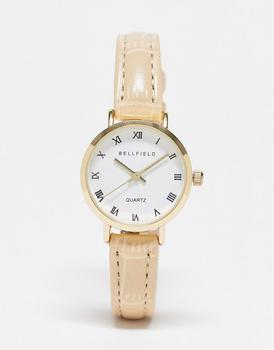 推荐Bellfield faux leather strap watch in cream商品