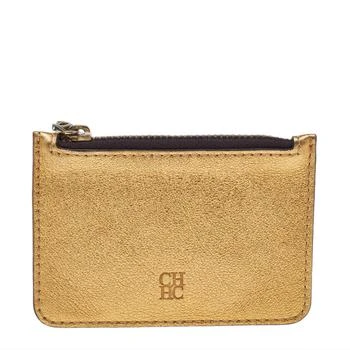 推荐Carolina Herrera Metallic Gold Leather Coin Purse商品